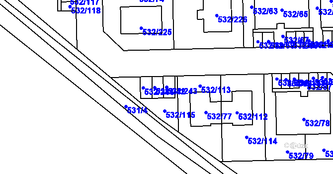 Parcela st. 532/243 v KÚ Vochov, Katastrální mapa