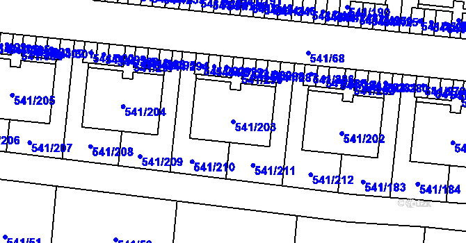 Parcela st. 541/203 v KÚ Vochov, Katastrální mapa