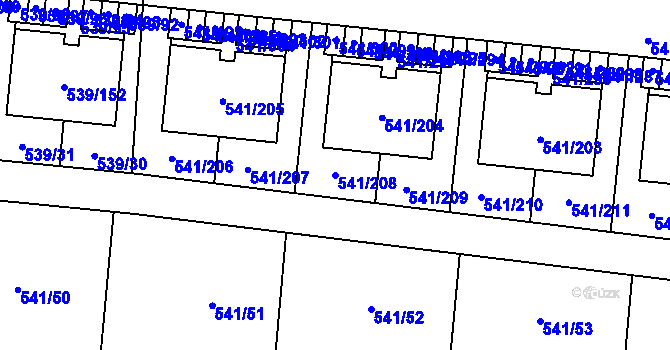 Parcela st. 541/208 v KÚ Vochov, Katastrální mapa