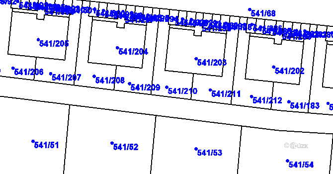 Parcela st. 541/210 v KÚ Vochov, Katastrální mapa