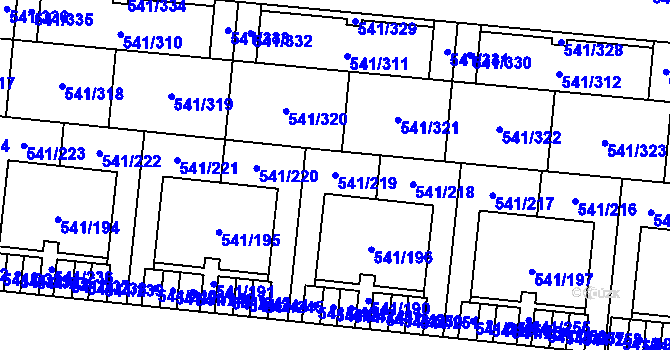 Parcela st. 541/219 v KÚ Vochov, Katastrální mapa