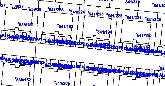 Parcela st. 541/233 v KÚ Vochov, Katastrální mapa