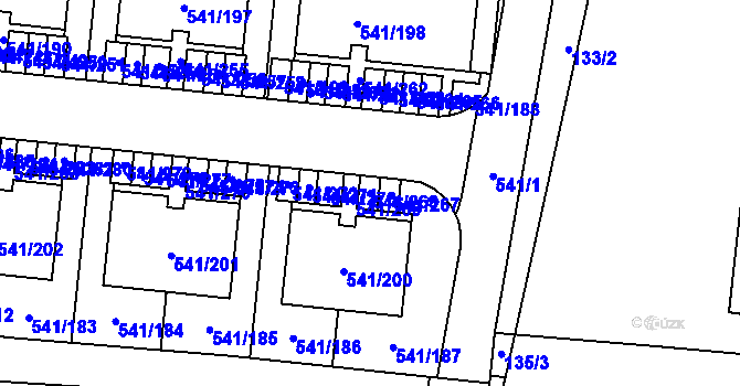 Parcela st. 541/268 v KÚ Vochov, Katastrální mapa