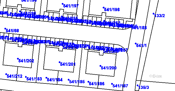 Parcela st. 541/272 v KÚ Vochov, Katastrální mapa