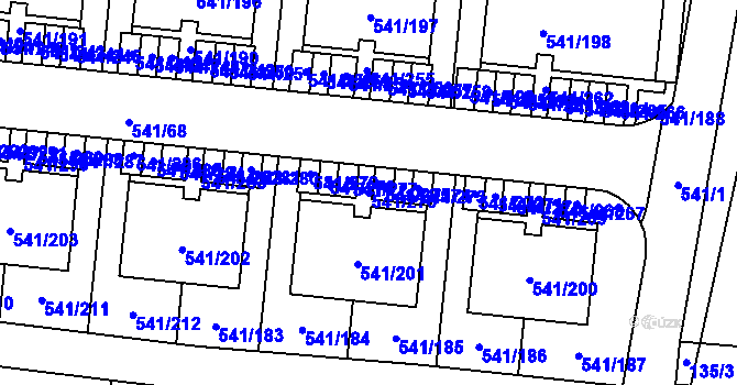 Parcela st. 541/276 v KÚ Vochov, Katastrální mapa