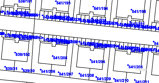 Parcela st. 541/300 v KÚ Vochov, Katastrální mapa