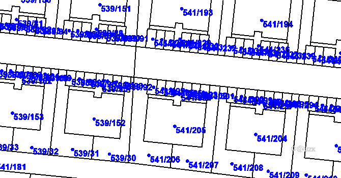 Parcela st. 541/305 v KÚ Vochov, Katastrální mapa