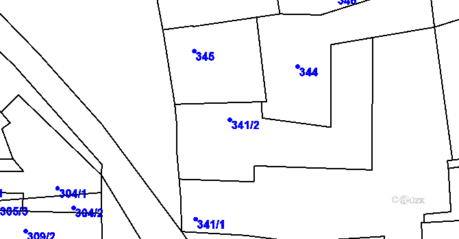 Parcela st. 341/2 v KÚ Vochov, Katastrální mapa