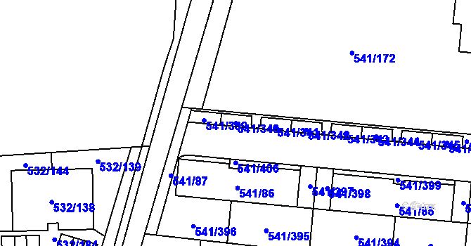 Parcela st. 541/340 v KÚ Vochov, Katastrální mapa