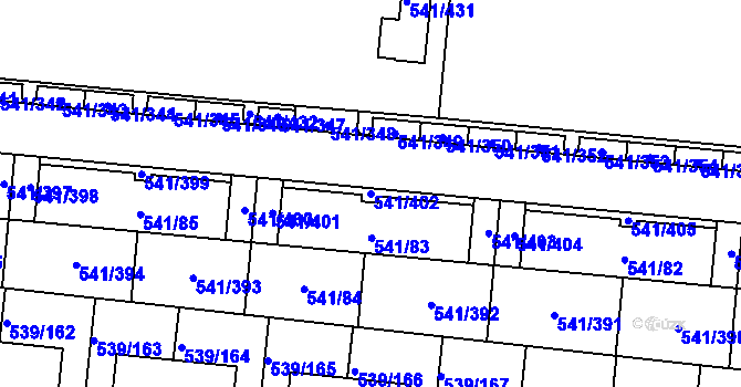 Parcela st. 541/402 v KÚ Vochov, Katastrální mapa