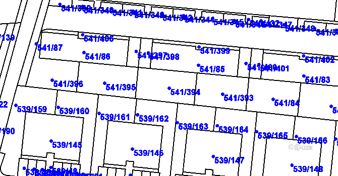 Parcela st. 541/394 v KÚ Vochov, Katastrální mapa