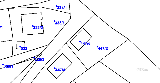 Parcela st. 447/5 v KÚ Vochov, Katastrální mapa