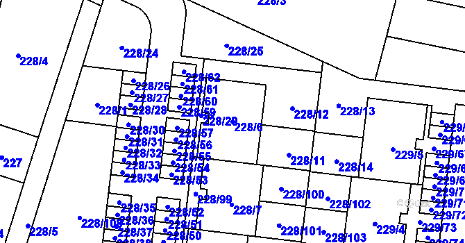 Parcela st. 228/6 v KÚ Vochov, Katastrální mapa