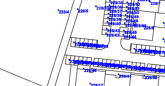 Parcela st. 228/65 v KÚ Vochov, Katastrální mapa