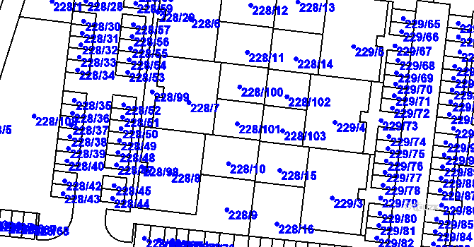 Parcela st. 228/101 v KÚ Vochov, Katastrální mapa