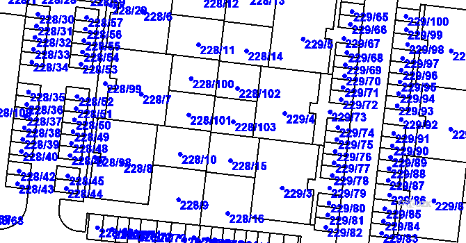 Parcela st. 228/103 v KÚ Vochov, Katastrální mapa