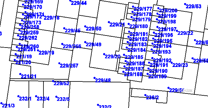 Parcela st. 229/20 v KÚ Vochov, Katastrální mapa