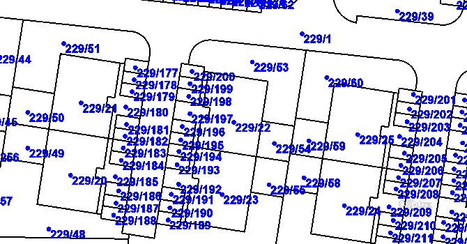 Parcela st. 229/22 v KÚ Vochov, Katastrální mapa