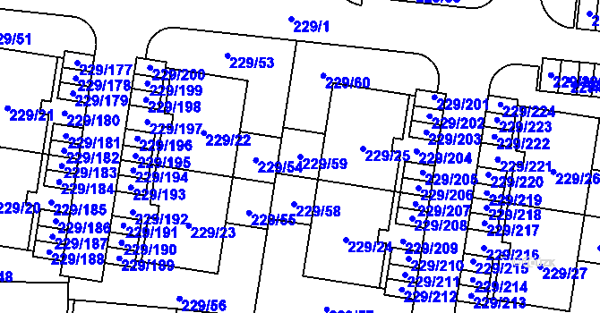 Parcela st. 229/59 v KÚ Vochov, Katastrální mapa