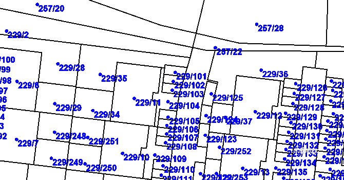 Parcela st. 229/103 v KÚ Vochov, Katastrální mapa