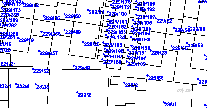 Parcela st. 229/187 v KÚ Vochov, Katastrální mapa