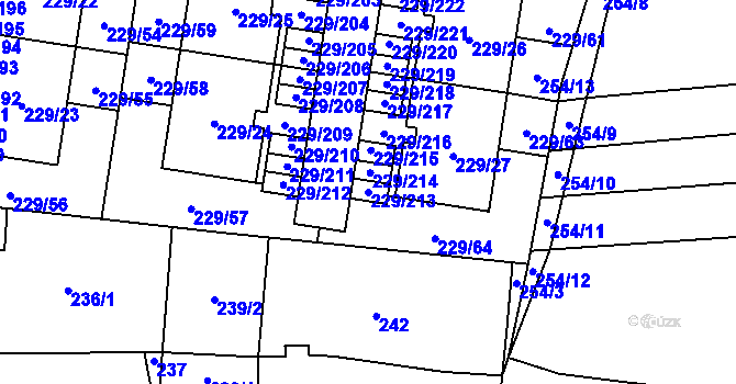 Parcela st. 229/213 v KÚ Vochov, Katastrální mapa