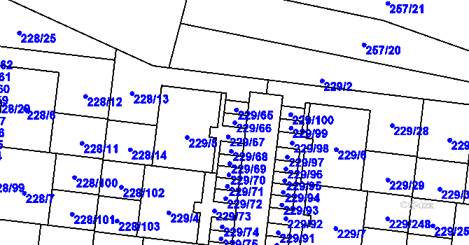 Parcela st. 229/66 v KÚ Vochov, Katastrální mapa