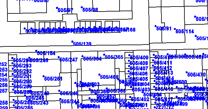 Parcela st. 505/365 v KÚ Vochov, Katastrální mapa