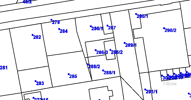 Parcela st. 286/3 v KÚ Vochov, Katastrální mapa