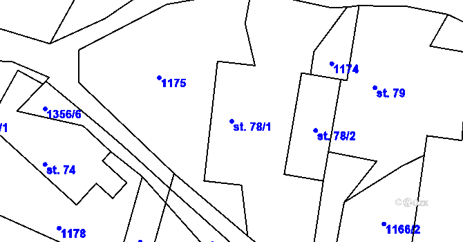Parcela st. 78/1 v KÚ Bezmíř, Katastrální mapa