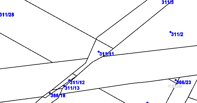 Parcela st. 311/11 v KÚ Bezmíř, Katastrální mapa