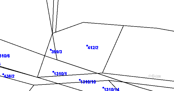 Parcela st. 412/2 v KÚ Bezmíř, Katastrální mapa