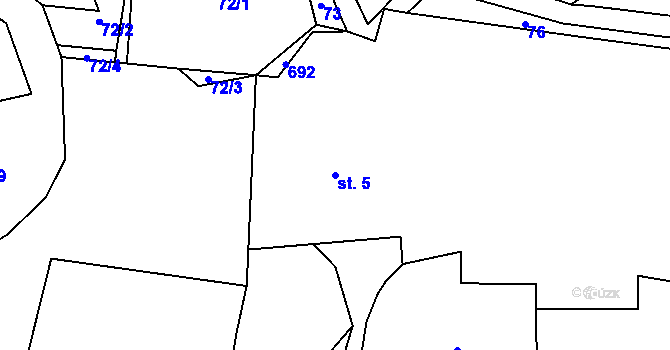 Parcela st. 5 v KÚ Minartice, Katastrální mapa