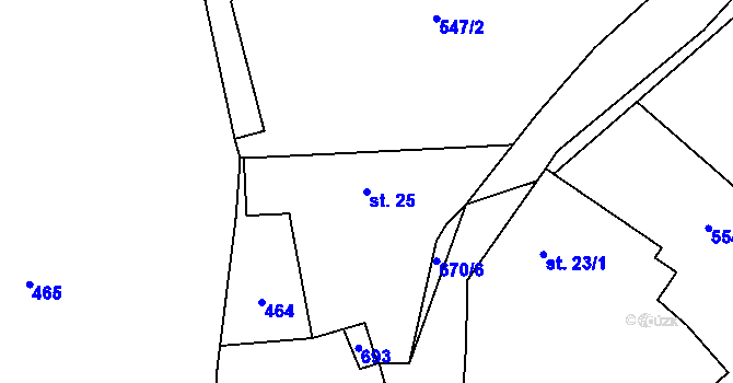 Parcela st. 25 v KÚ Minartice, Katastrální mapa