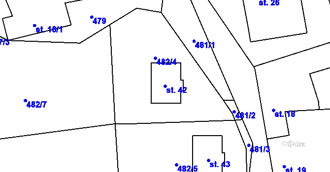 Parcela st. 42 v KÚ Minartice, Katastrální mapa