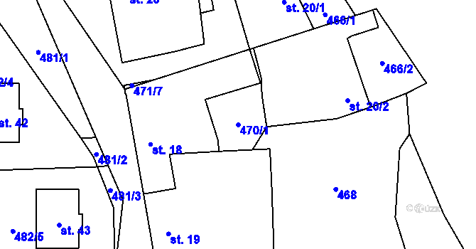 Parcela st. 470/1 v KÚ Minartice, Katastrální mapa