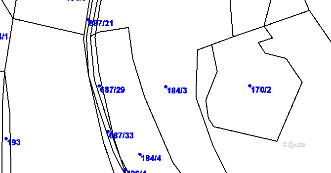 Parcela st. 184/3 v KÚ Minartice, Katastrální mapa