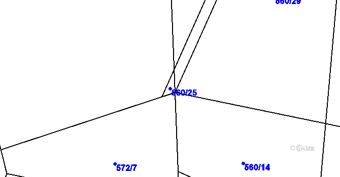 Parcela st. 560/25 v KÚ Minartice, Katastrální mapa