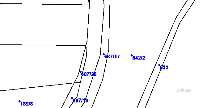 Parcela st. 687/17 v KÚ Minartice, Katastrální mapa