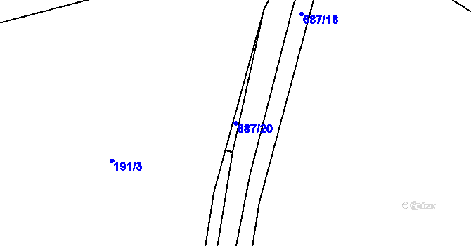 Parcela st. 687/20 v KÚ Minartice, Katastrální mapa