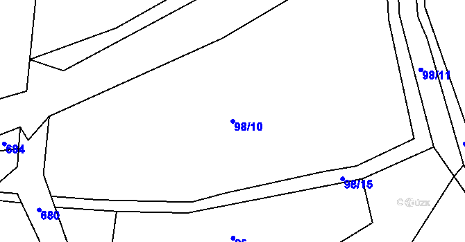 Parcela st. 98/10 v KÚ Minartice, Katastrální mapa