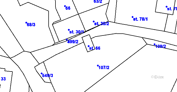 Parcela st. 66 v KÚ Vojkov u Votic, Katastrální mapa
