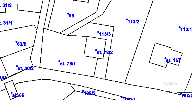 Parcela st. 78/2 v KÚ Vojkov u Votic, Katastrální mapa