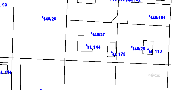 Parcela st. 144 v KÚ Vojkov u Votic, Katastrální mapa