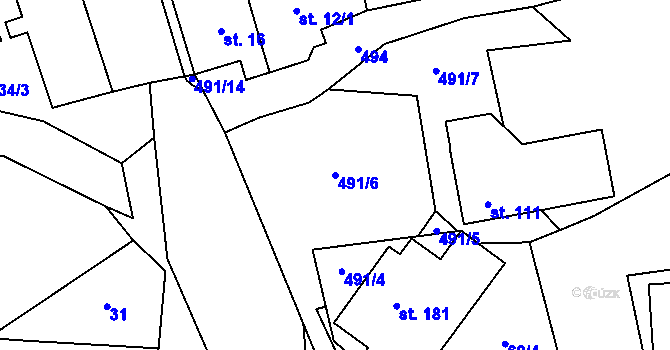 Parcela st. 491/6 v KÚ Vojkov u Votic, Katastrální mapa