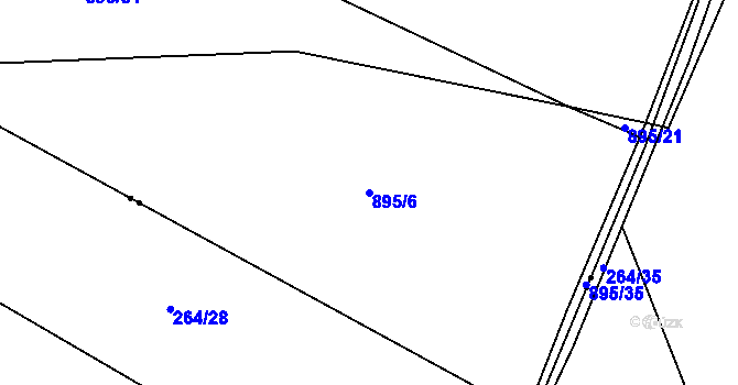 Parcela st. 895/6 v KÚ Křivousy, Katastrální mapa