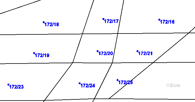 Parcela st. 172/20 v KÚ Křivousy, Katastrální mapa