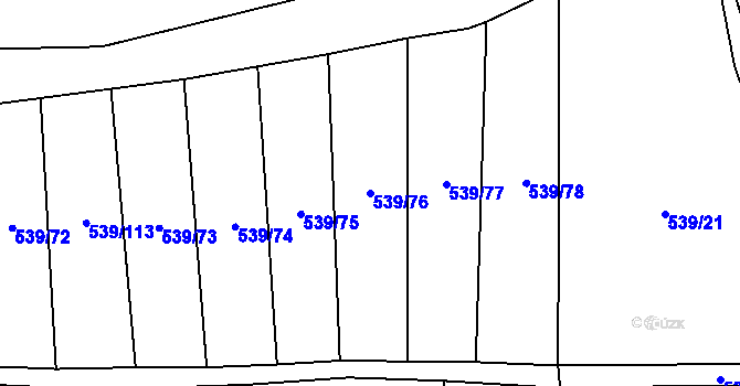 Parcela st. 539/76 v KÚ Křivousy, Katastrální mapa