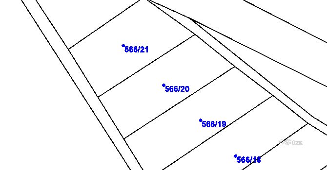 Parcela st. 566/20 v KÚ Křivousy, Katastrální mapa