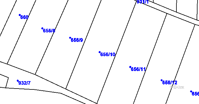 Parcela st. 656/10 v KÚ Křivousy, Katastrální mapa